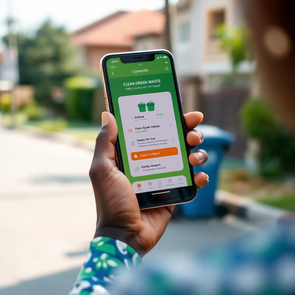 Resident using the Imototo app to request a waste pickup